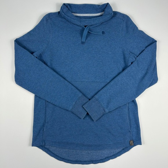 L.L. Bean Tops - LL Bean Womens Funnel Neck Pullover Blue Heathered Sweatshirt Thumbholes Size M
